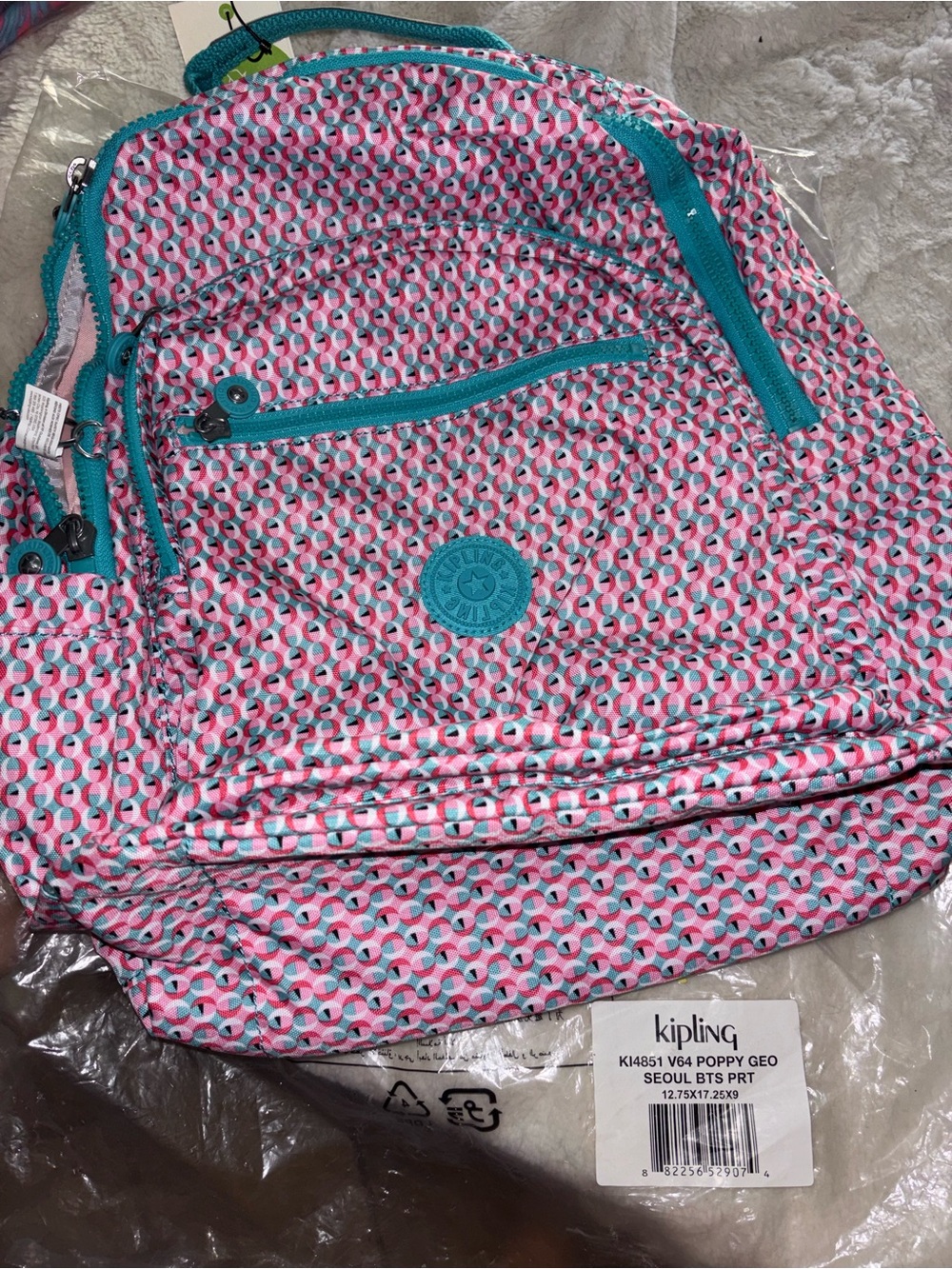 Kipling large Seoul poppy geo NWT - Picture 2 of 7